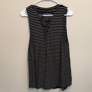 American Eagle Soft & Sexy Black and White Striped Tank Top. Size Large